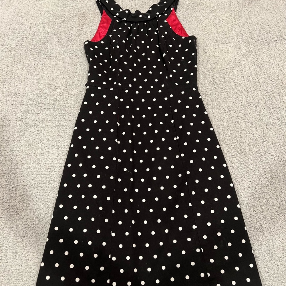 White House Black Market Black and White Polka Dot A Line Dress